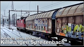 Abends beim verschneiten Bahnhof KillwangenSpreitenbach [upl. by Tterrab852]