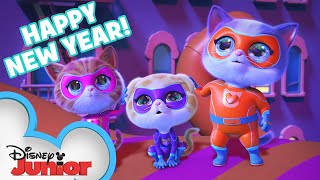 SuperKitties New Years Eve Celebration 🎉  2024 Yarn Ball Drop 🧶  disneyjr​ [upl. by Notyalc]