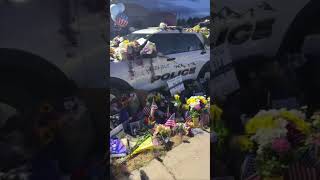 Police Cruisers Memorial for Fallen Police Officer Filmed UpClose [upl. by Ettevahs]