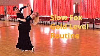 Slow Foxtrot Gold Level Choreography  Feather Ending Fallaway Reverse Slip Pivot [upl. by Ocir14]