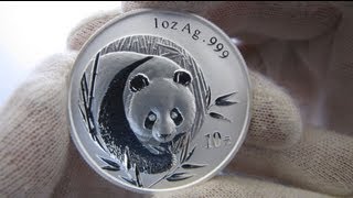 HD 2003 Chinese Panda  1 oz Silver Coin  Frosted Bamboo [upl. by Fiester]