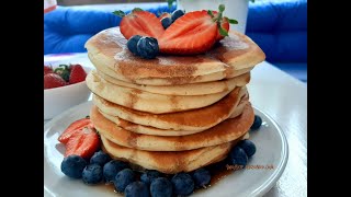 Amerykańskie pancakes bardzo puszyste i pyszne prosty przepis naśniadanie naobiad pancakes [upl. by Newkirk]