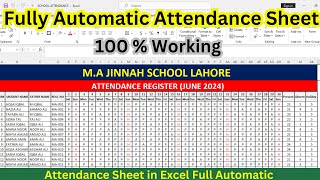 How make attendance sheet in Excel  School Attendance [upl. by Kirtley]