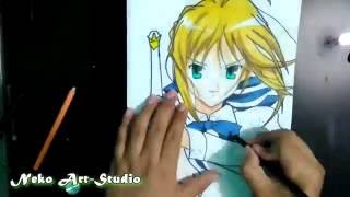 Drawing Saber  Dibujando a Saber FateStay Night [upl. by Nolava]