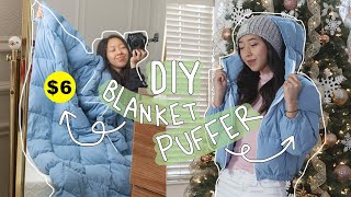 DIY Make A Puffer Jacket From An Old Blanket  Thrifted Transformations coolirpa [upl. by Emawk]