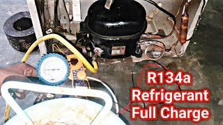 R134a refrigerantgas charge refrigerator step by step in urduhindi [upl. by Combs]