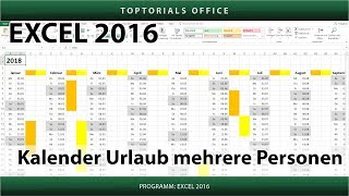 Kalender  Urlaub für mehrere Personen markieren  Download Excel [upl. by Birdt]