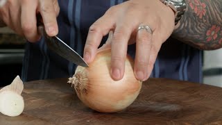 Knife Skills  Slicing Onions [upl. by Warp]