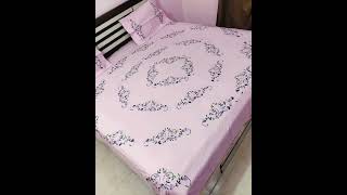 Hand Embroidered Bed Sheet with pillows Cover Set  Amazing Bed Sheet Design with pillows Cover [upl. by Anierdna349]