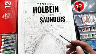 Testing Holbein Artists Watercolor on Saunders Waterford watercolor pad [upl. by Arinaj16]