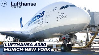 TRIP REPORT  Flagship Service  Munich to New York  Lufthansa A380 economy class [upl. by Ora]