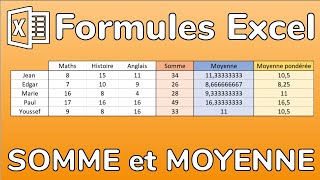 Formules Excel  Calculer une SOMME et une MOYENNE simple ou pondérée avec coefficients [upl. by Calica]