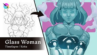 Glass Woman Illustration Timelapse  Luke Dev Art [upl. by Nea]