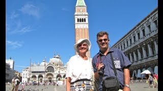 PIAZZA SAN MARCO  St MARKS SQUARE St MARKS BASILICA and THE CAMPANILE VENICE [upl. by Ymmak]