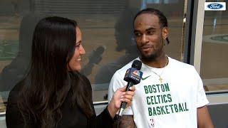 EXCLUSIVE 1on1 Oshae Brissett on documenting himself the Celtics behind the scenes on his VLOG [upl. by Imojean]