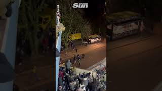 Legia Warsaw and Aston Villa fans throw objects at each other [upl. by Philbert]