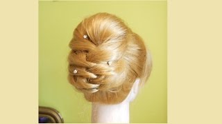 Fishbone Braid Top Bun  Fishtail Braid hairstyle  Braided Ponytail Updo  Easy hairstyle [upl. by Lamprey250]