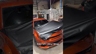 Hood Wrapped in Matte Satin Black by RAXTiFY Vinyl Wrap  raxtify vinylwrap [upl. by Jenda993]