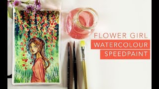 FLOWER GIRL Watercolor Speedpaint [upl. by Nagam730]