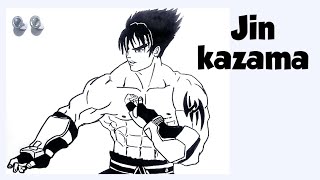 How to draw jin kazama from tekken step by step  dessiner jin kazama [upl. by Wymore405]