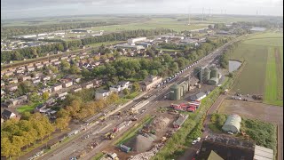 Dronebeelden werk aan het spoor tussen Groningen en Winschoten [upl. by Seamus49]