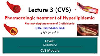 CVS  Lecture 3  Pharmacologic treatment of hyperlipidemia  Dr Elsayed Abdelhadi 2024 [upl. by Lyram734]