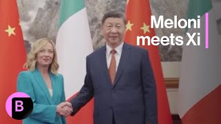 Chinas Xi and Italys Meloni Meet in Beijing [upl. by Ttenyl692]