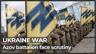 Ukraine Azov battalion denies neoNazi association [upl. by Nnylyam]