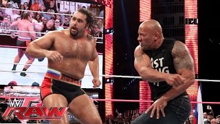 The Rock confronts Rusev Raw Oct 6 2014 [upl. by Atilegna]