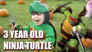 Adorable 3yearold as Raphael Teenage Mutant Ninja Turtles  Halloween Costume [upl. by Fritze633]