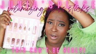 New Juvia’s Place Volumizing Gloss Sticks 🤔 Unboxing  Swatch  Dark Skin Friendly [upl. by Suolkcin]