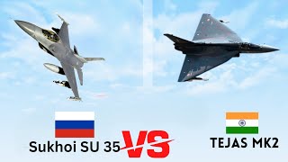 Comparison Between two fighter jets Russian Sukhoi SU 35 VS Indian Tejas MK2Ultra Defence [upl. by Elrahc]