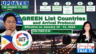 Latest Green List Countries  Updated IATF Arrival Protocols for January 16 to 31 2022 [upl. by Liam282]