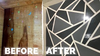 HOW TO PAINT GEOMETRIC WALL  DIY ROOM MAKEOVER TUTORIAL [upl. by Karp]