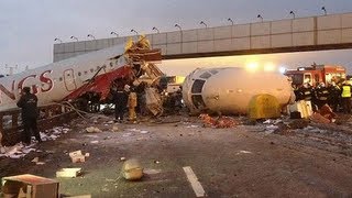 Russian TV shows aftermath of Moscow plane crash [upl. by Ecar]