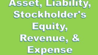 Financial Accounting Definitions Asset Liability Stockholders Equity Revenue amp Expense [upl. by Wini]