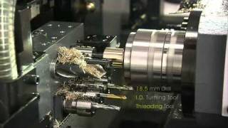 VIDEO TORNO CNC TIPO SUIZO MARCA POLYGIM TAIWAN CON CONTROL MITSUBISHI [upl. by Orpha931]