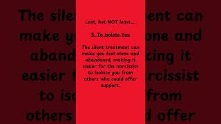 Five Ways Narcissists Use Silent Treatment narcissisticabuse narcissists silenttreatment [upl. by Ahgiela737]