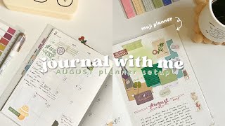 journal with me 📔 AUGUST muji planner monthly spread setup ₊˚🪴 asmr journaling [upl. by Akilaz765]