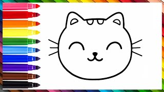 Cute Cat Drawing For Kids  Easy StepbyStep Tutorial [upl. by Ahsym]