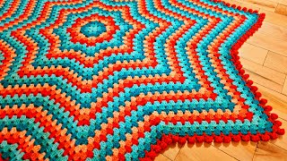 Easy Crochet Star Blanket Crochet Pom Pom Border  Rhythmic Points [upl. by Scarlet774]