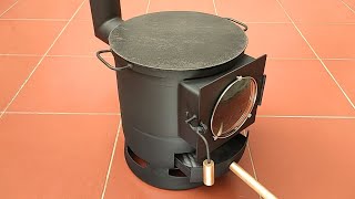 Modern wood stove made from old gas cylinder [upl. by Ainatnas]