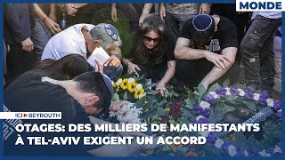 Otages des milliers de manifestants à TelAviv exigent un accord [upl. by Ettelocin]