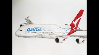 SPEED DRAWINGQANTAS AIRLINES AIRBUS A380 [upl. by Ervine886]