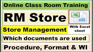 System Procedures amp Formats for RM Store Store Management [upl. by Barthol]