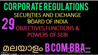 SECURITIES AND EXCHANGE BOARD OF INDIA SEBISEBI ACT 1992BCOM BBA MALAYALAM [upl. by Akirret799]