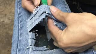 HOW TO DISTRESSED DENIM JEANS EASY  DIY TUTORIAL  ORIGINAL [upl. by Imrots]