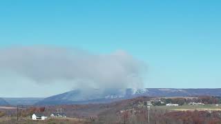 11032024 Slatington PA Ground and Aerial View of Wildfire on Blue Mountain [upl. by Enirod]