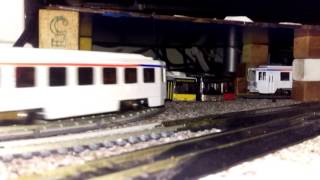 Septa Ho scale Kawasaki single amp double end lrvs trolleys in action [upl. by Aihsoj]