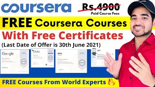 64 Coursera Free Certification Courses 2021  Free Coursera Certificate For Learners in India [upl. by Terrell]